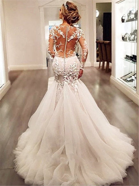 Sexy Mermaid Wedding Dress with Sleeves ...